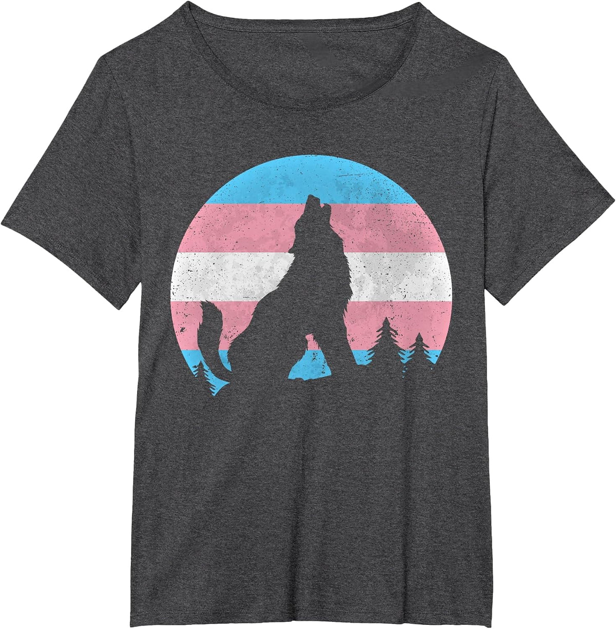Transgender Pride Month Wolf Transsexual Equality Wolf T-Shirt - Dark Heather Grey
