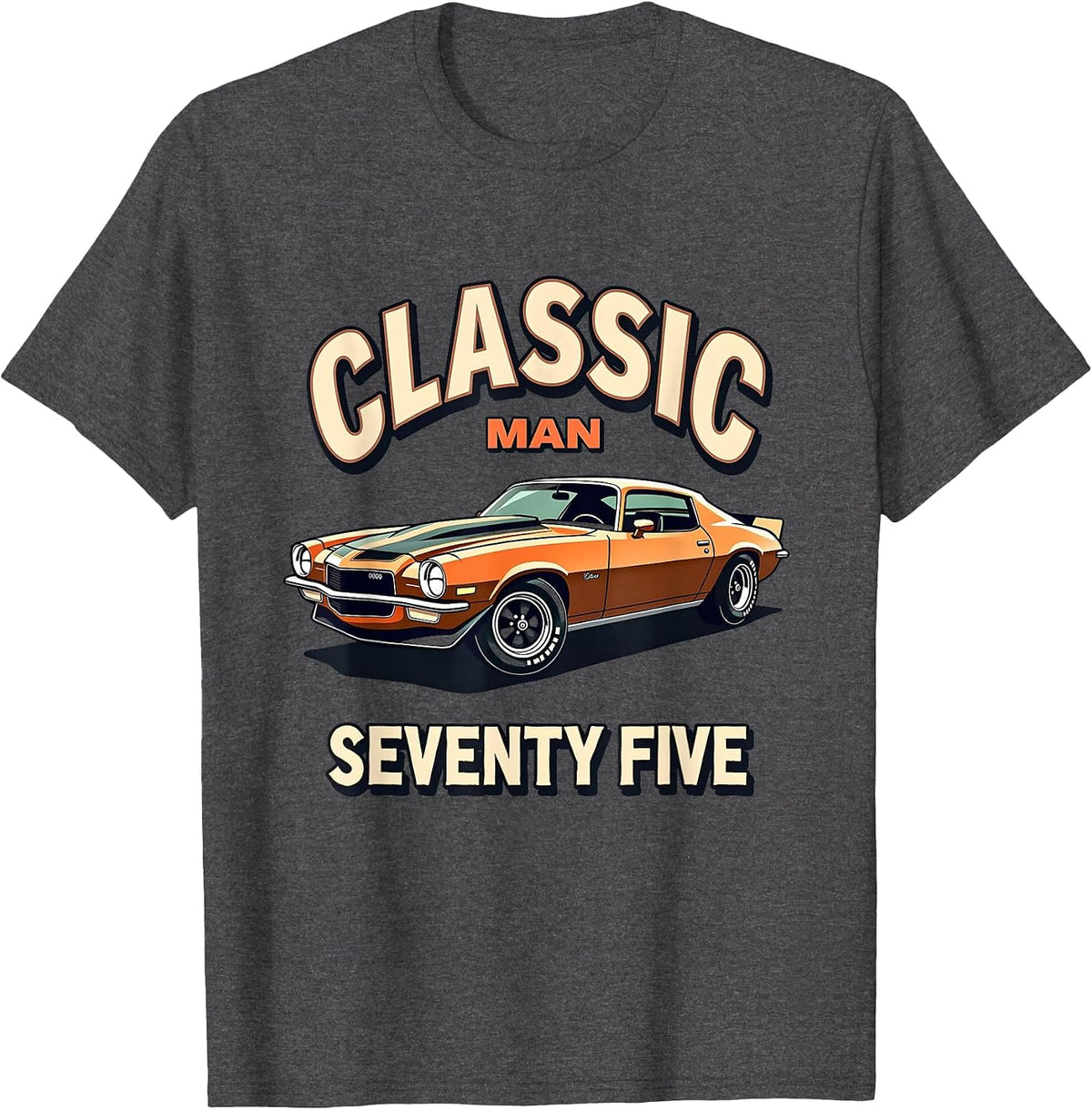 Classic Man Seventy Five 1975 Retro Design T-Shirt - Dark Heather Grey
