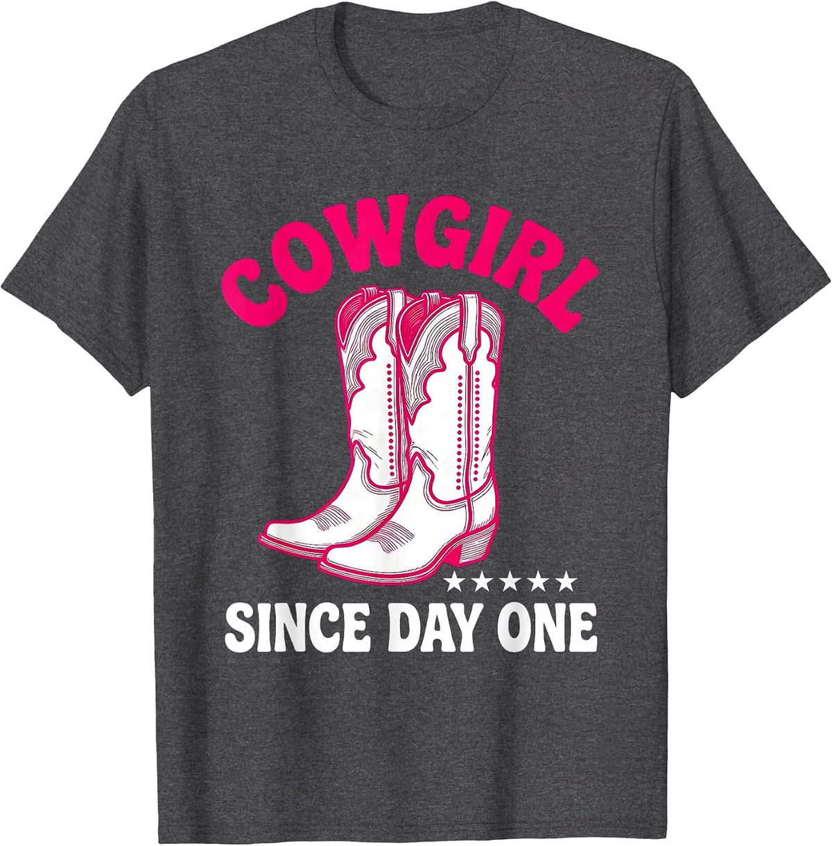 Cowgirl Since Day One Vintage Western Nostalgia Retro T-Shirt - Dark Heather Grey