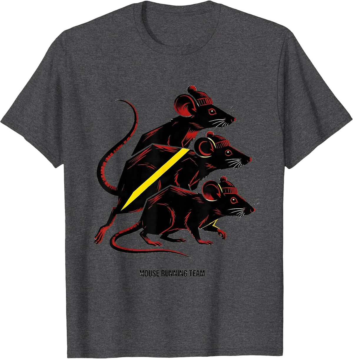 Mouse Running Team Funny Christmas Fun Run Runner Squad T-Shirt - Dark Heather Grey