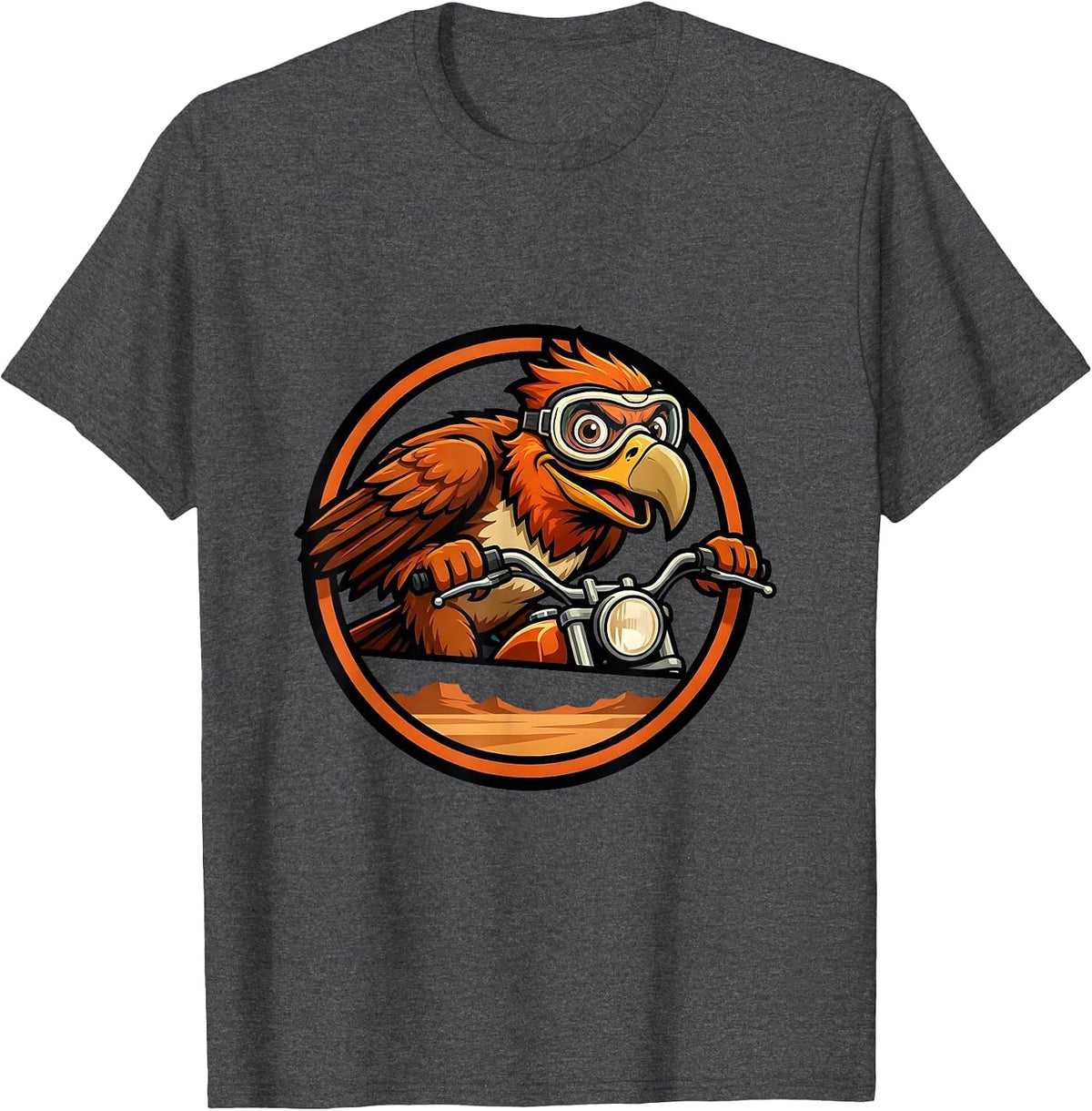 Desert Highway Motorcycle Speed Graphic T-Shirt - Dark Heather Grey