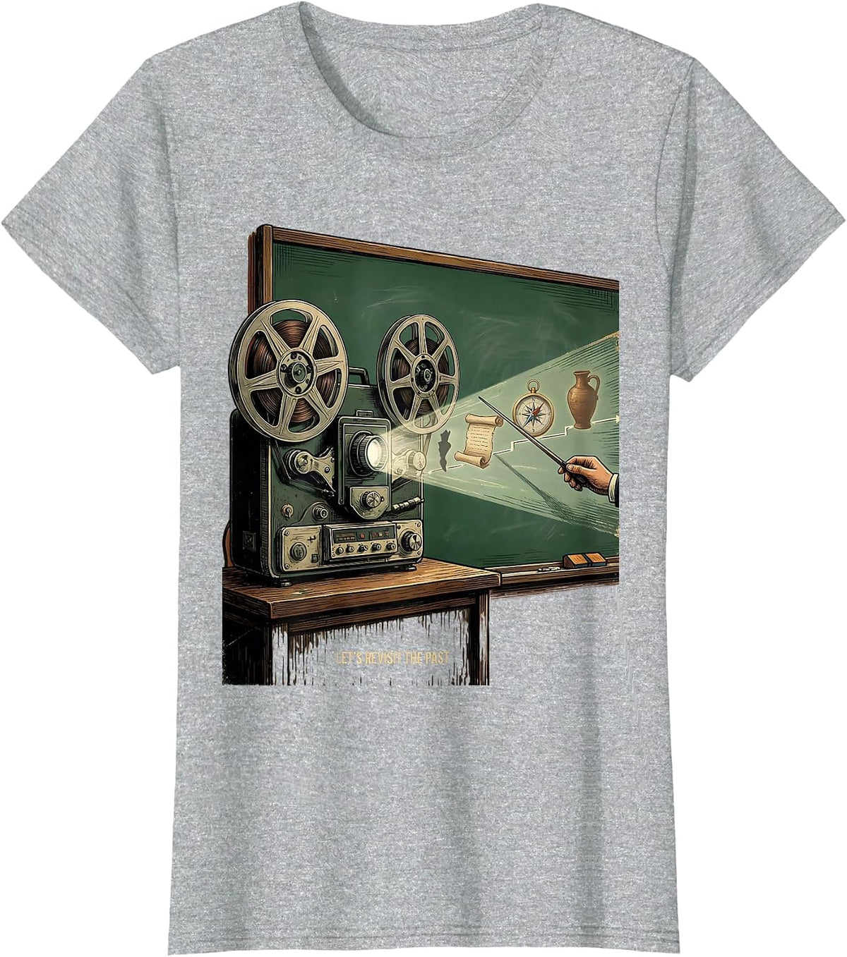 Let's Revisit The Past Vintage History Teacher Humor T-Shirt - Heather Grey