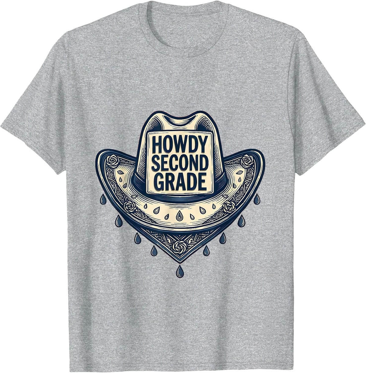 Men's Howdy Second Grade Western 2nd Grade Teacher Back To School T-Shirt - Heather Grey