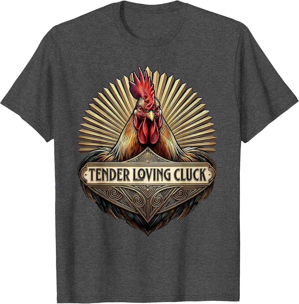 Tender Loving Cluck Funny Chicken Design T-Shirt - Dark Heather Grey