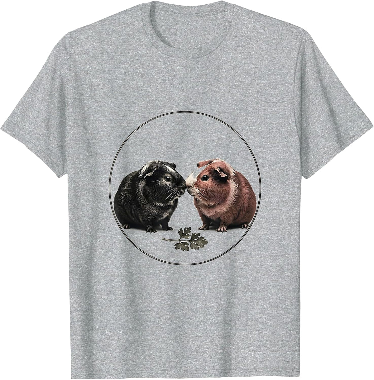 Men's Guinea Pigs Nose-to-Nose Minimalist Pet Lover Humor T-Shirt - Heather Grey