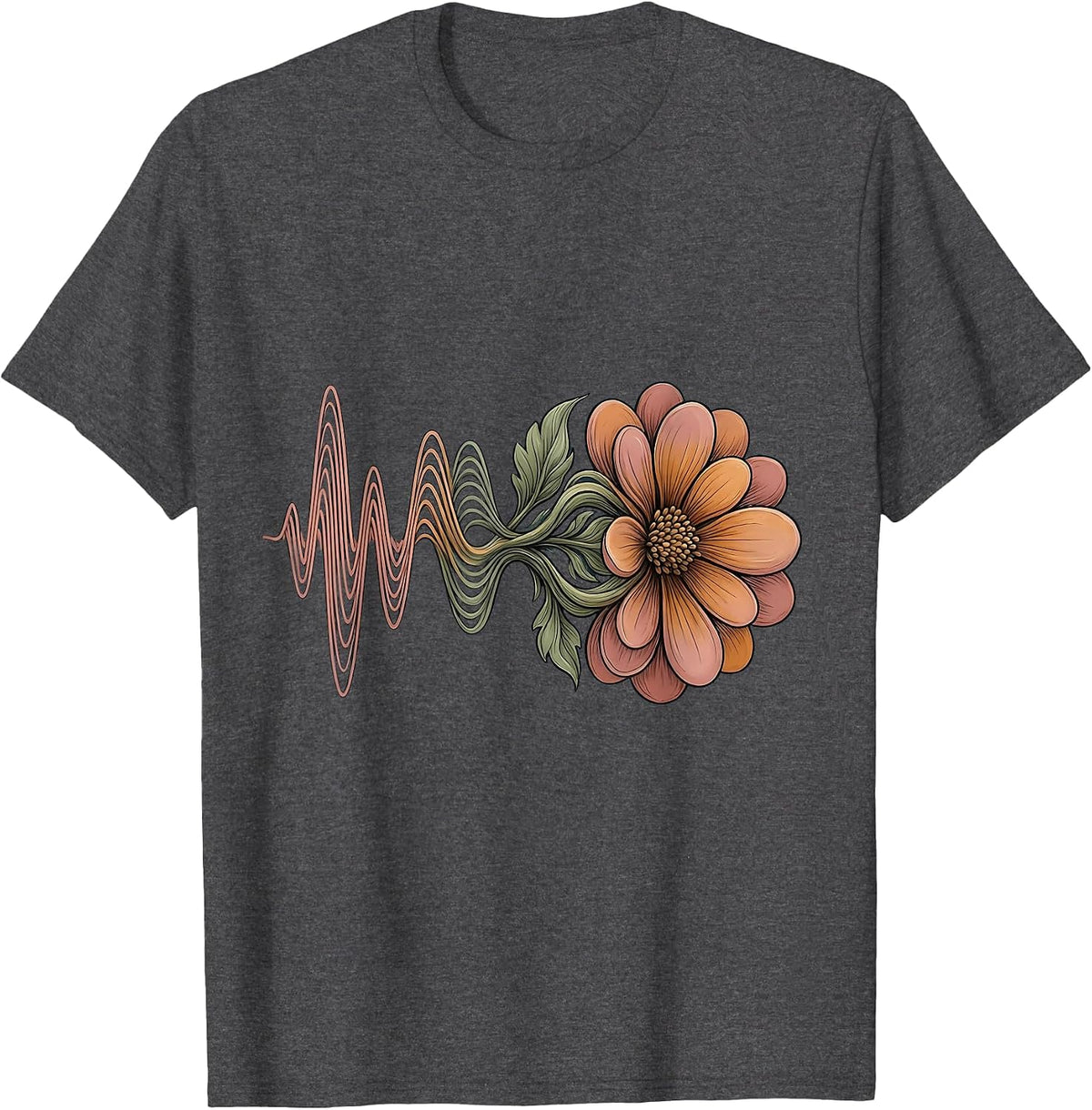 Speech Therapy Sound Wave Blooming Flower Art T-Shirt - Dark Heather Grey
