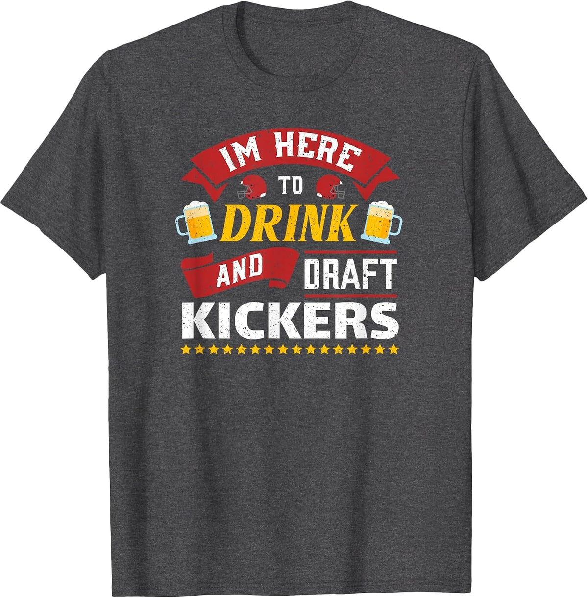 Fantasy Football Party Drink Draft Kickers Funny Sports RETR T-Shirt - Dark Heather Grey