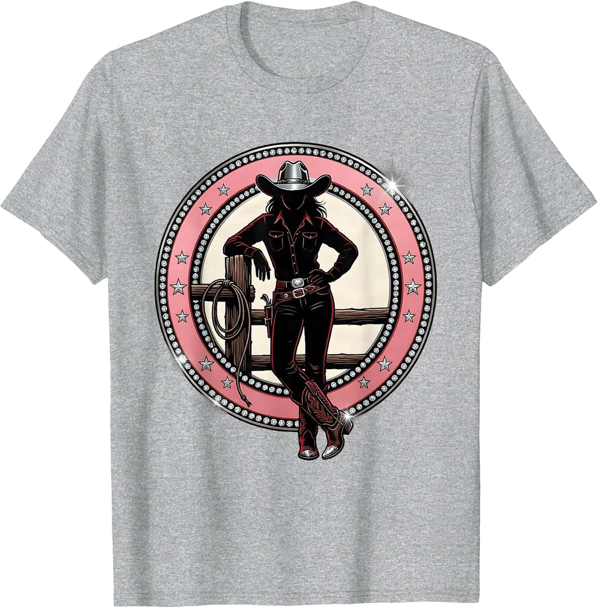 Men's Bold Cowboy Leaning on Fence Post Graphic T-Shirt - Heather Grey