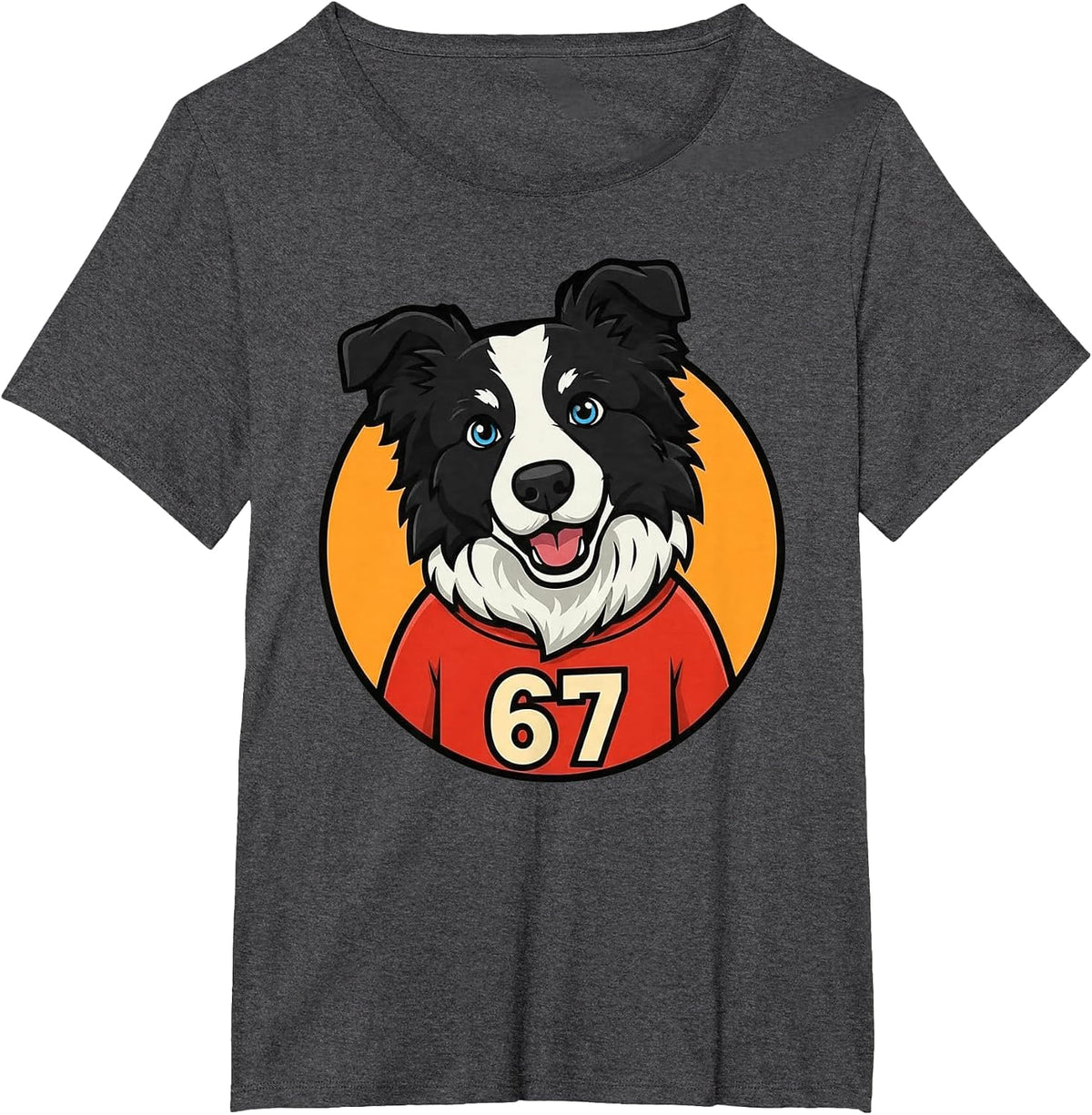67 Border Collie Funny Trend T-Shirt - Dark Heather Grey