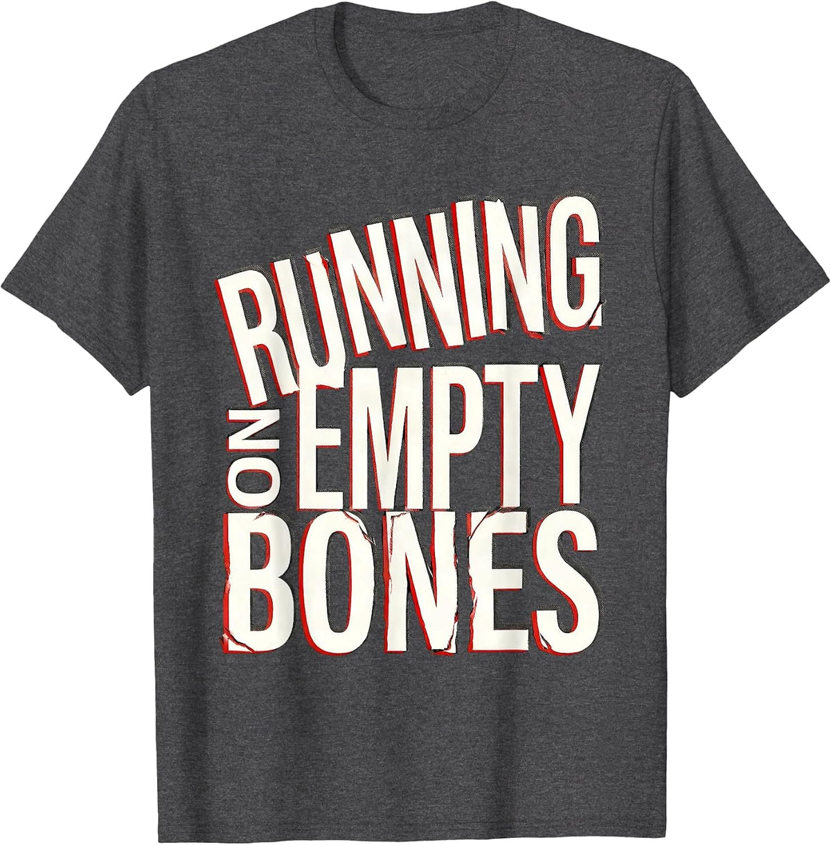 Running on Empty Bones Funny Skeleton Runner T-Shirt - Dark Heather Grey