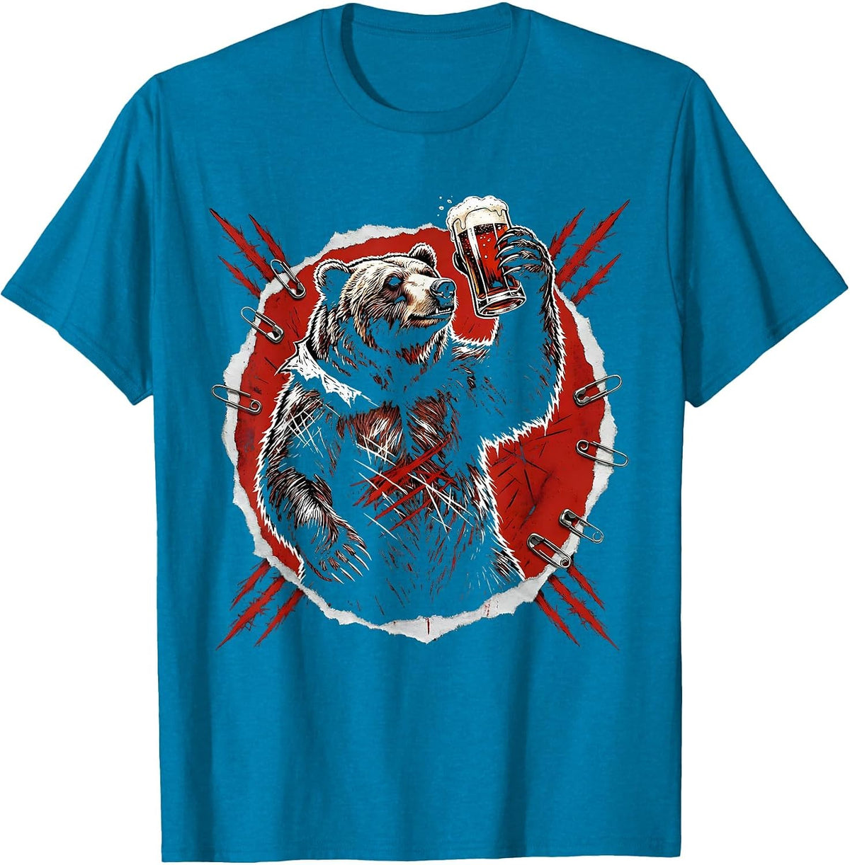 Grizzly Bear Birthday Pint Glass Cheers Graphic T-Shirt - Sapphire Blue