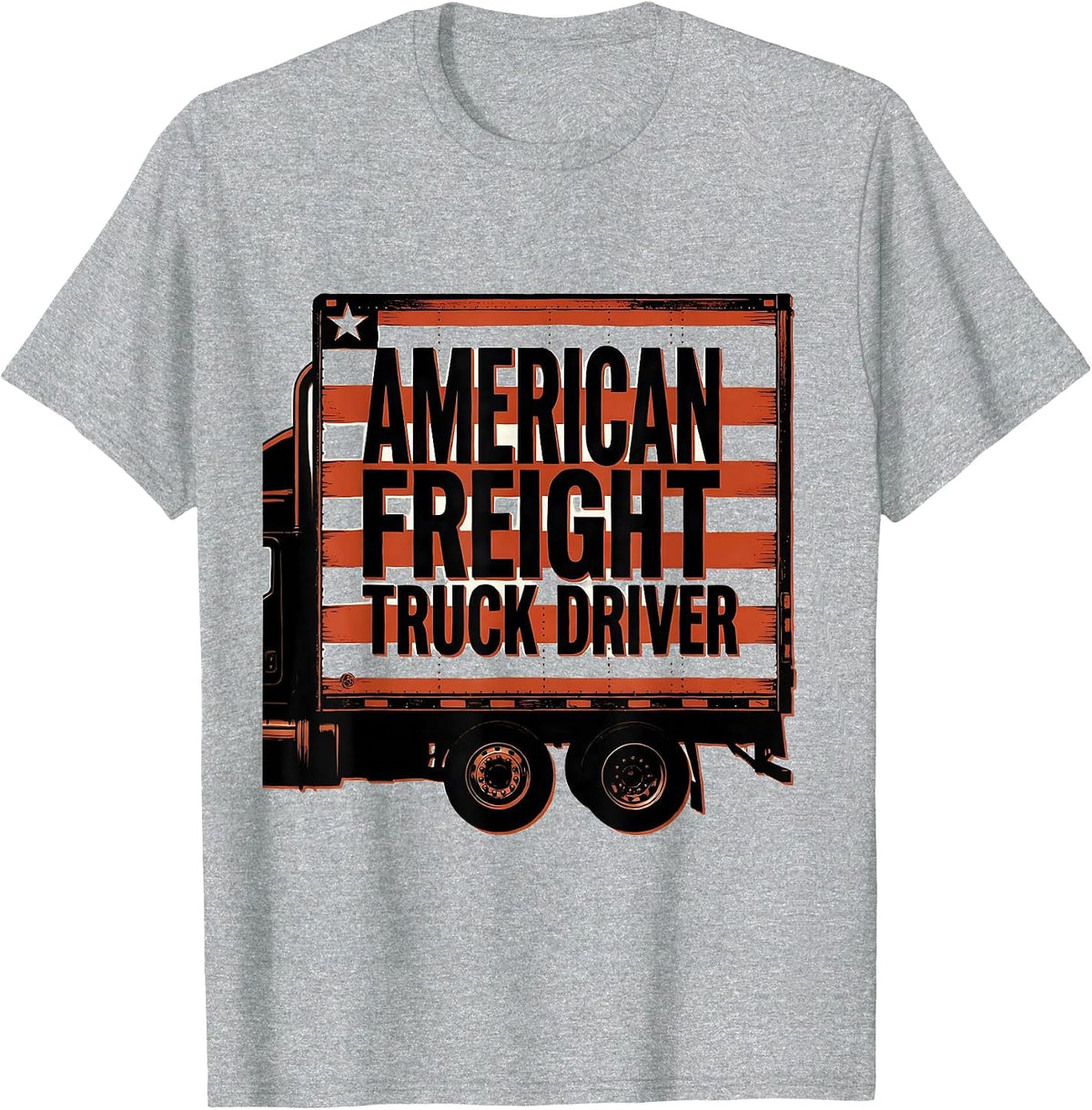 Men's American Freight Truck Driver Patriotic Semi Truck Driver T-Shirt - Heather Grey