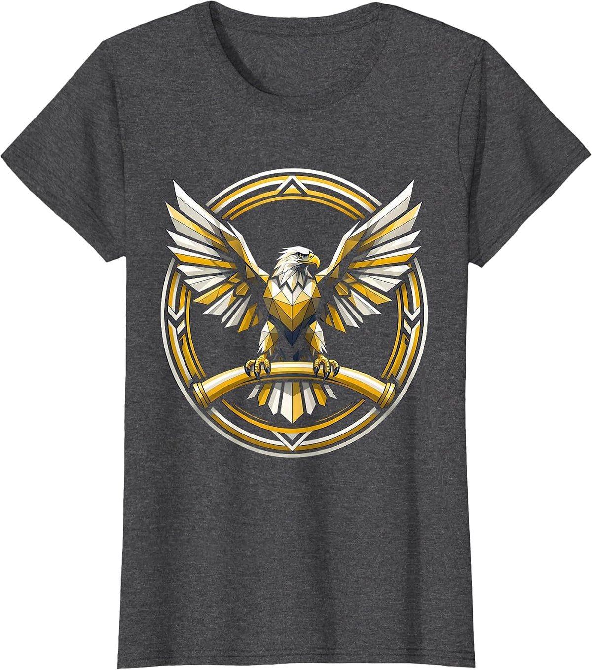 Women's Eagle on Chrome Handlebar Motorcycle Graphic T-Shirt - Dark Heather Grey