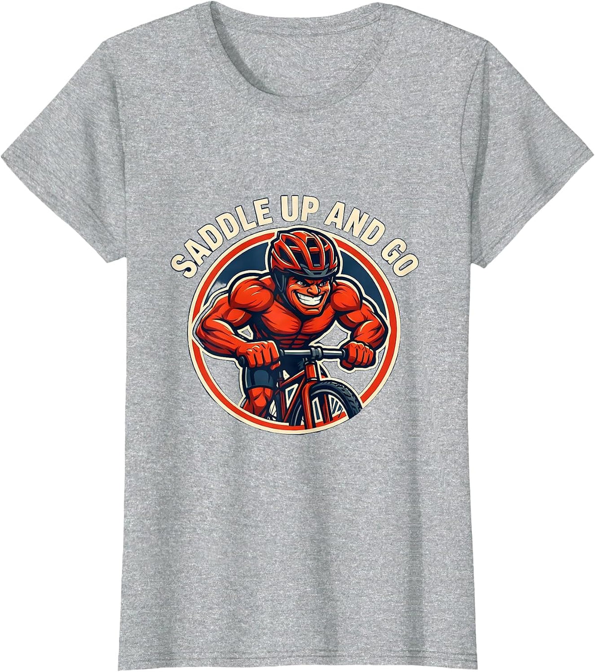 Women's Saddle Up and Go Cycling Graphic Design T-Shirt - Heather Grey