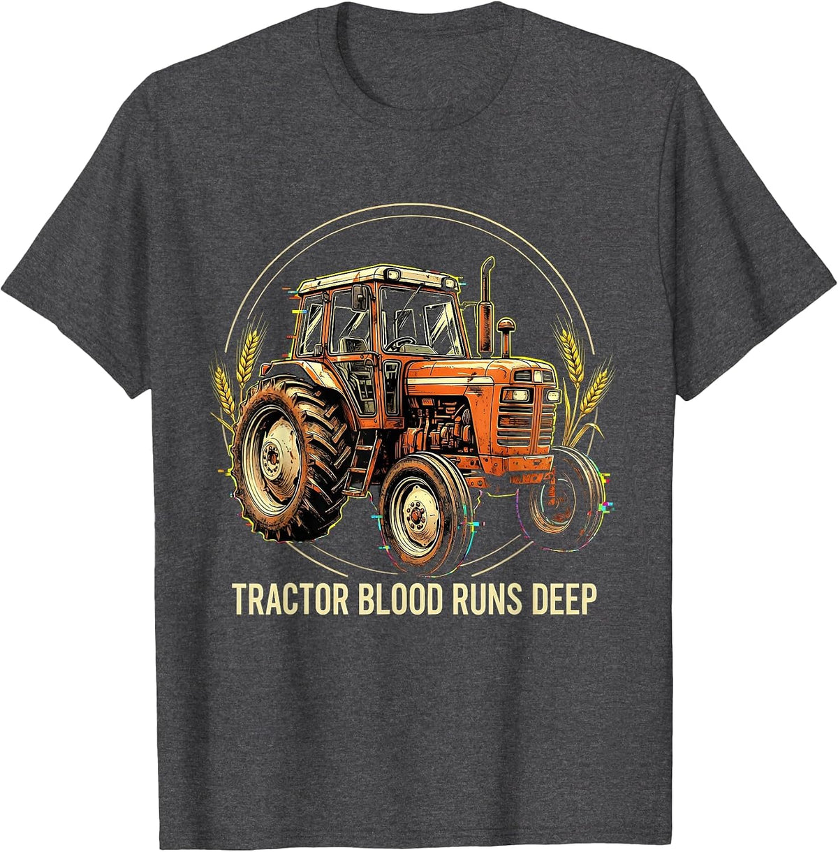 Tractor Blood Runs Deep Vintage Farm Design T-Shirt - Dark Heather Grey