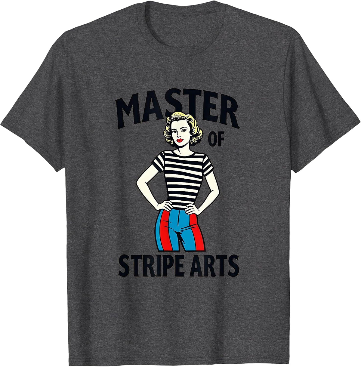 Master of Stripe Arts Graphic Design T-Shirt - Dark Heather Grey