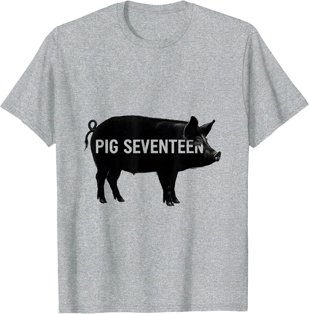 Men's Pig Seventeen Minimalist Pig Lover Novelty Humor T-Shirt - Heather Grey