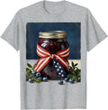 Red White and Blueberries Jam Jar Flag Ribbon T-Shirt, Men, Heather Grey, 3X-Large - As Pictured