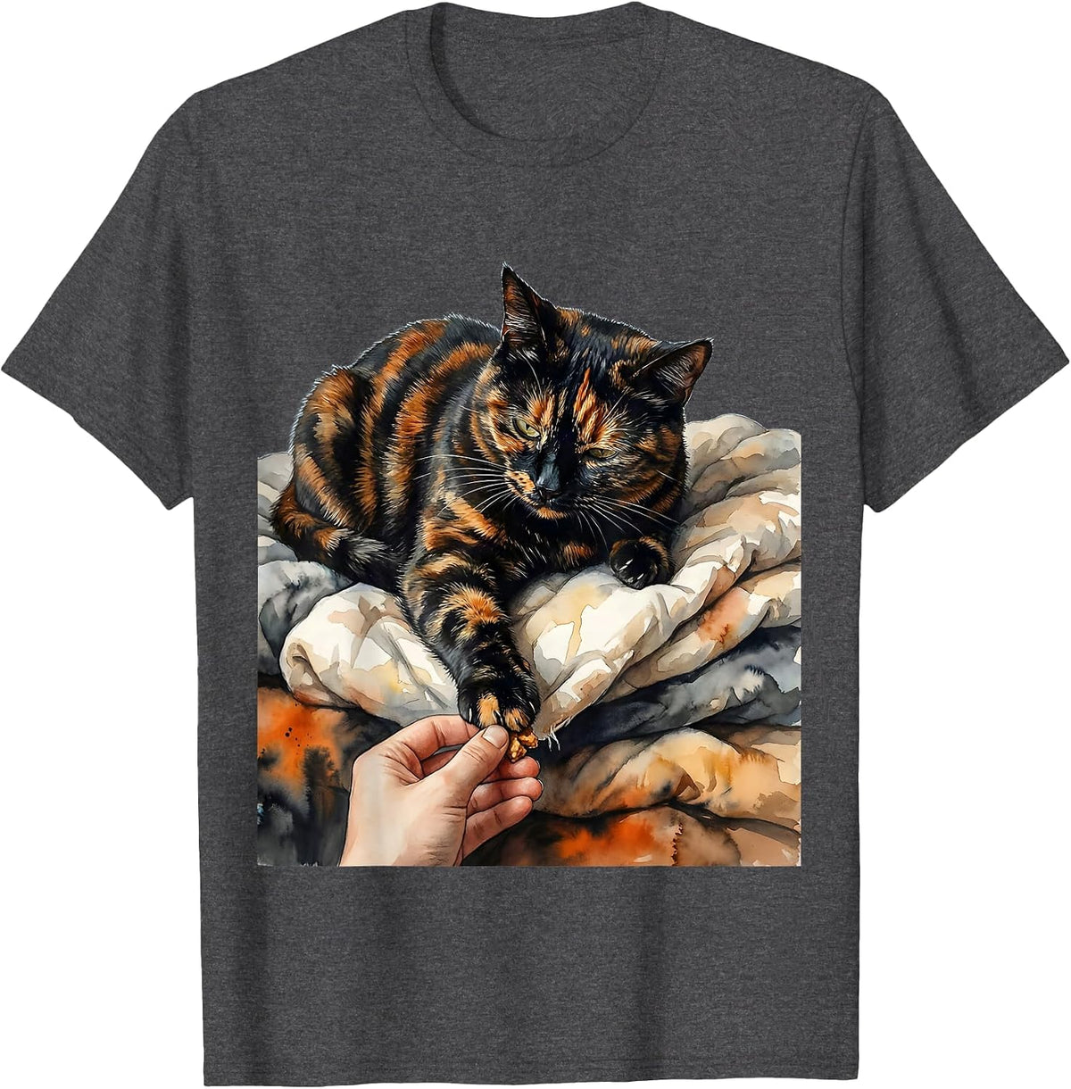 Men's Imperious Tortie Cat Watercolor Cat Owner Humor T-Shirt - Dark Heather Grey