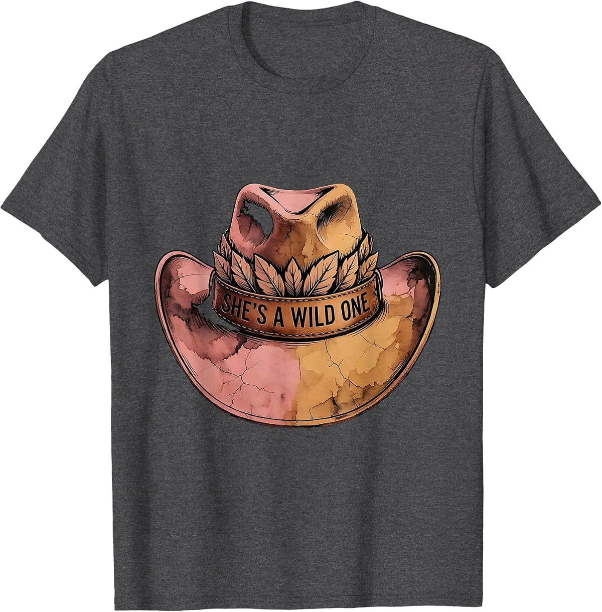 Men's She's A Wild One Cowgirl Graphic Design T-Shirt - Dark Heather Grey