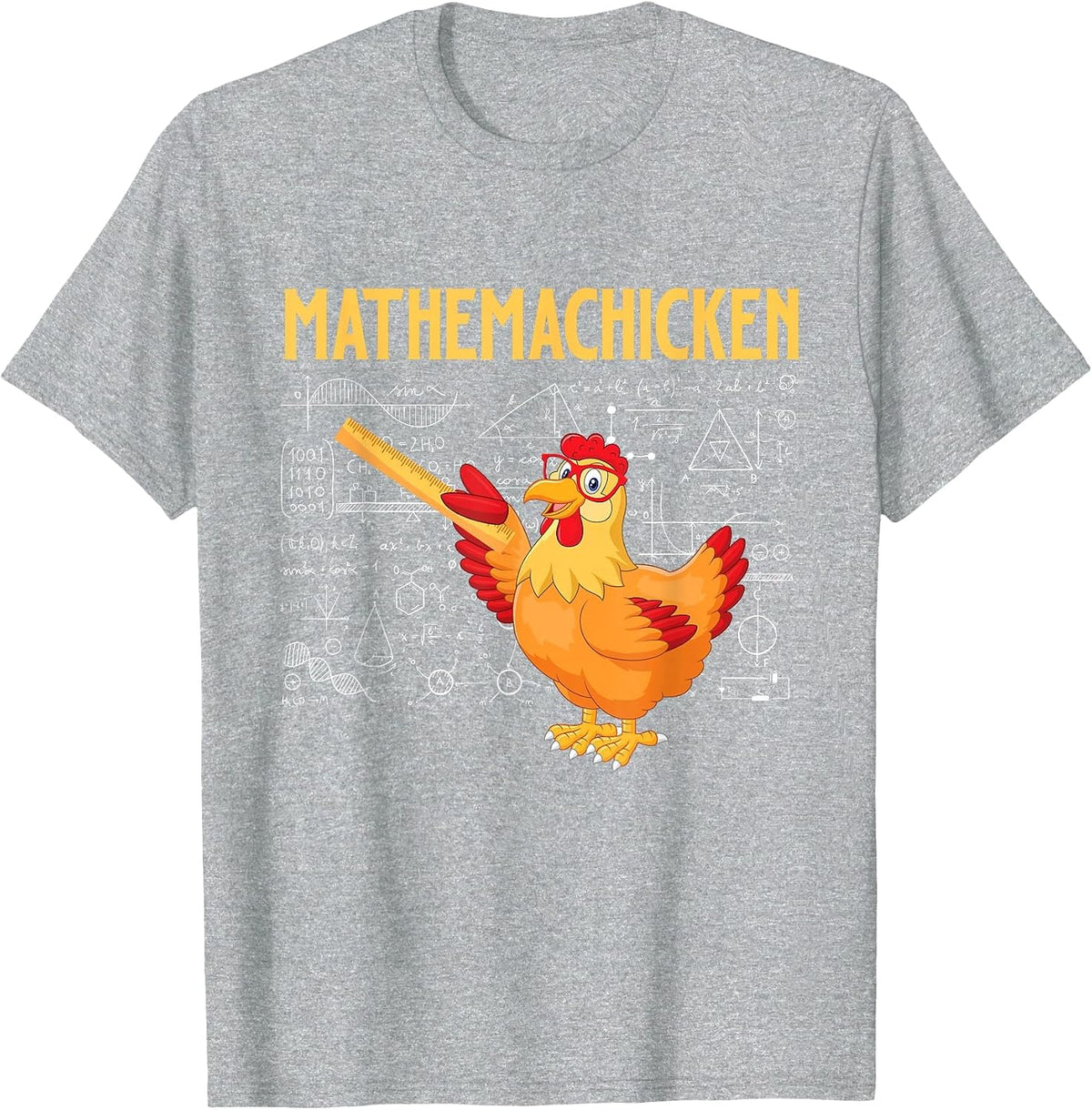 Mathemachicken - Chicken Math Lover Animal Poultry Owner T-Shirt - Heather Grey