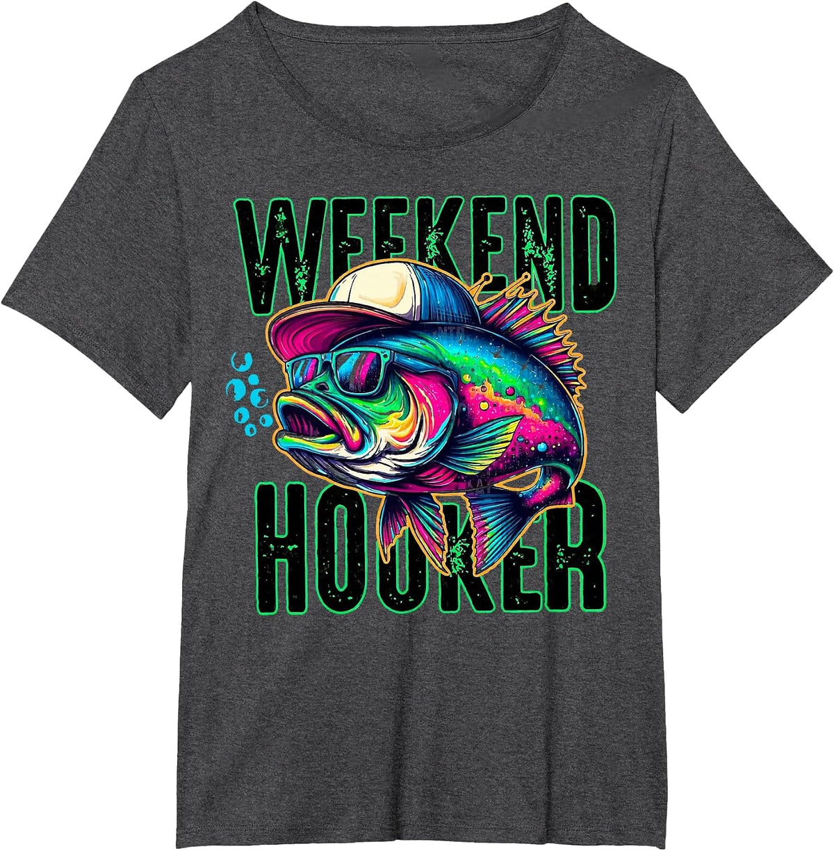 Weekend Hooker Colorful Fishing T-Shirt - Dark Heather Grey