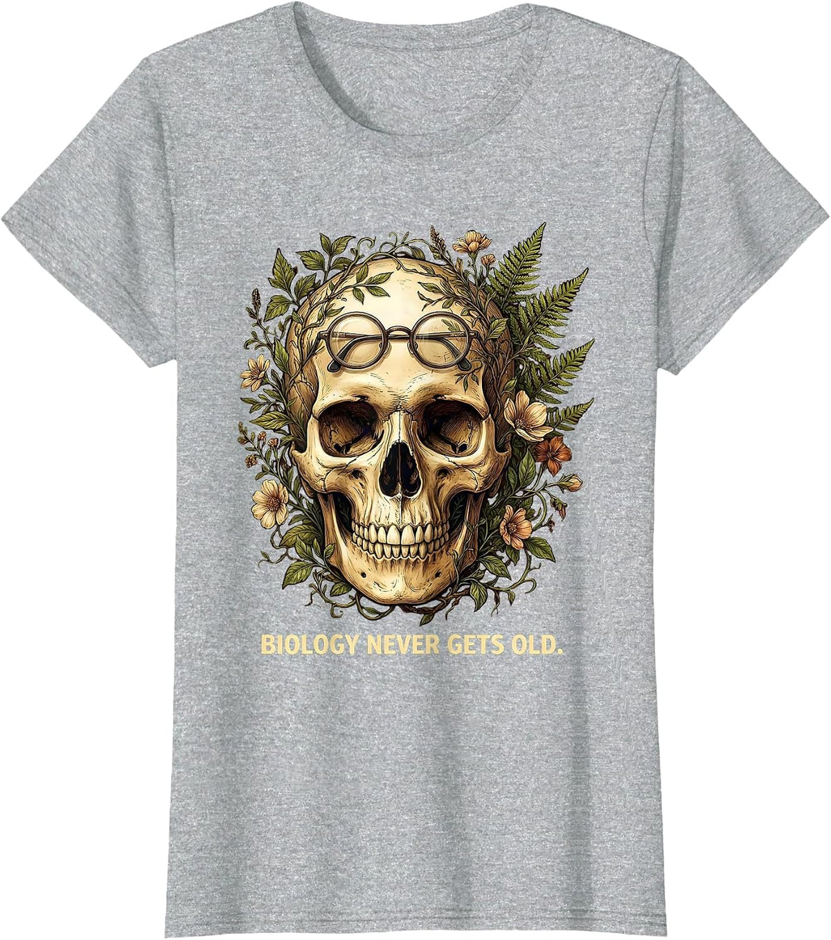 Biology Never Gets Old Science Teacher Design T-Shirt - Heather Grey