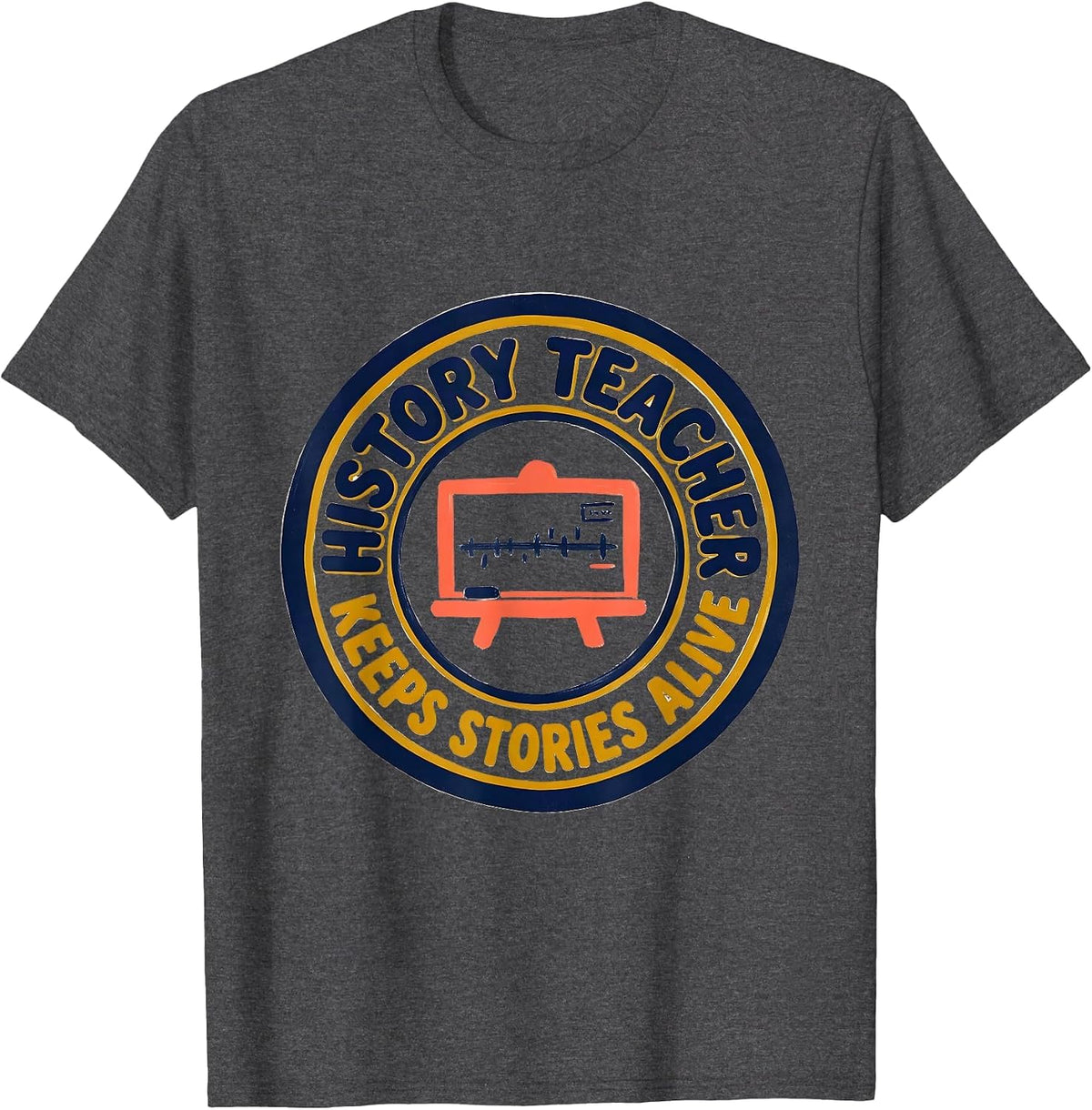 History Teacher Keeps Stories Alive Screenprint Teacher T-Shirt - Dark Heather Grey