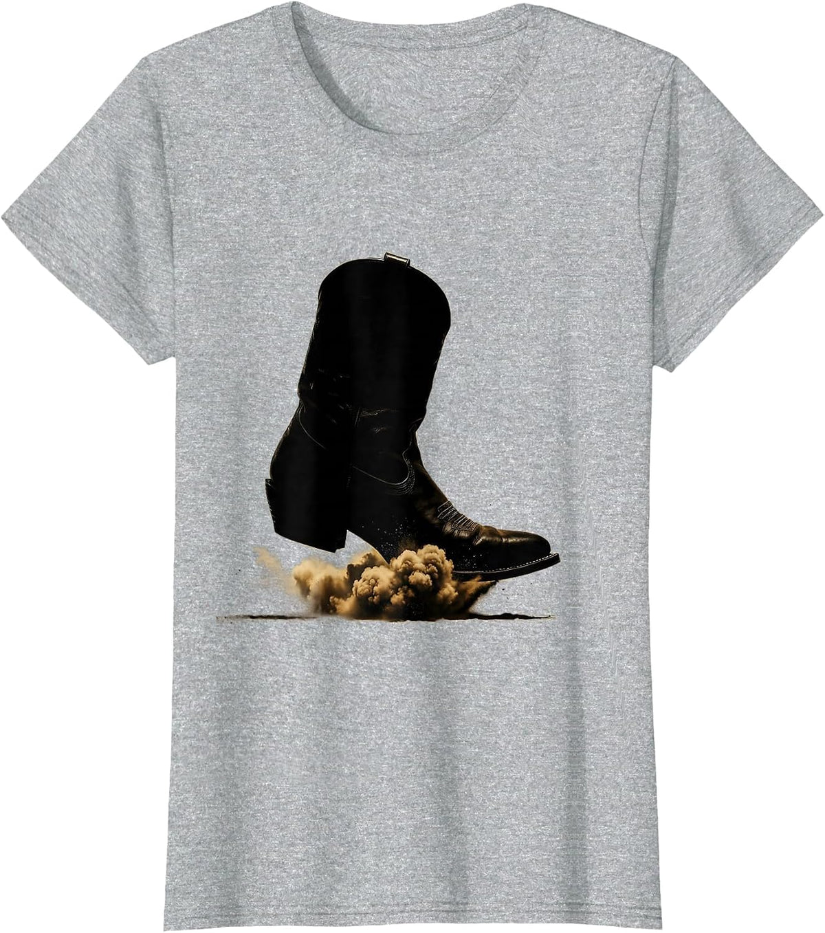 Cowboy Boot Dust Cloud Western Kick Graphic T-Shirt - Heather Grey