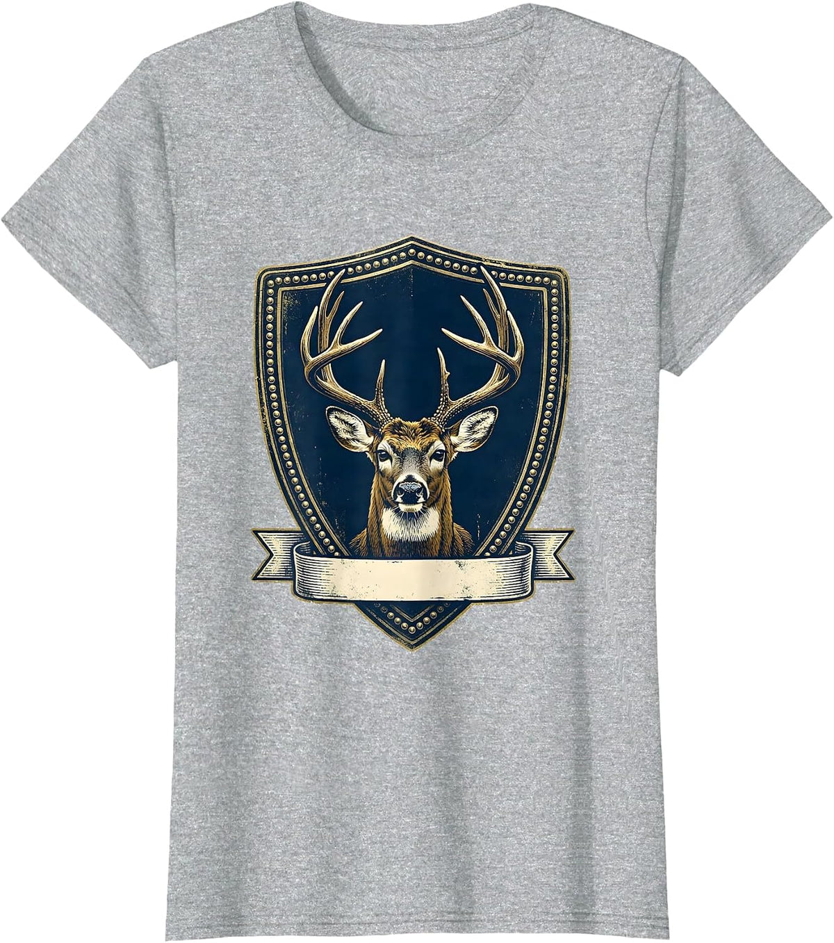 Sealed Buck Emblem Hunting Dad Deer Hunter Pride T-Shirt - Heather Grey