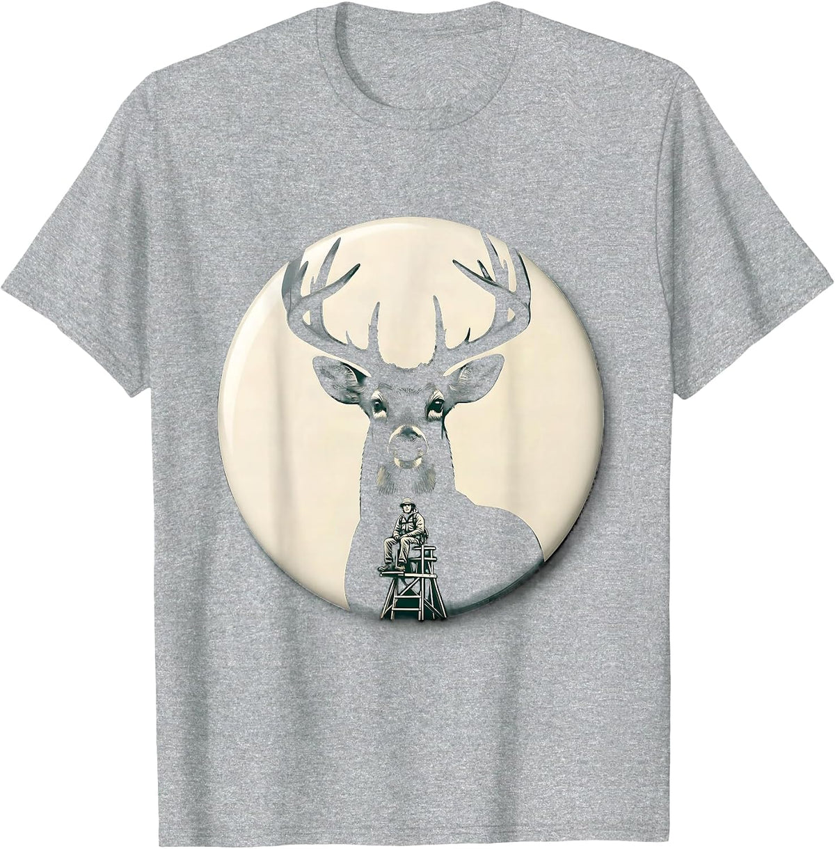 Men's Sealed Buck Hunter Badge Silhouette Camo Dad Gift T-Shirt - Heather Grey