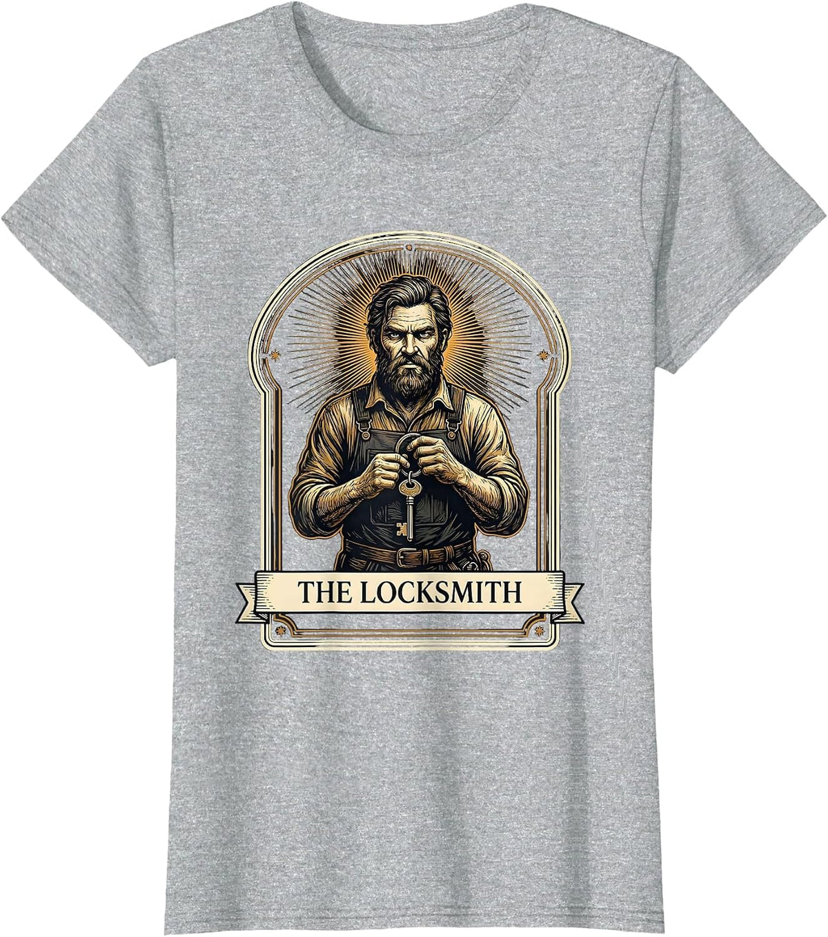 The Locksmith Tarot Card Funny Occupation Parody Gift T-Shirt - Heather Grey