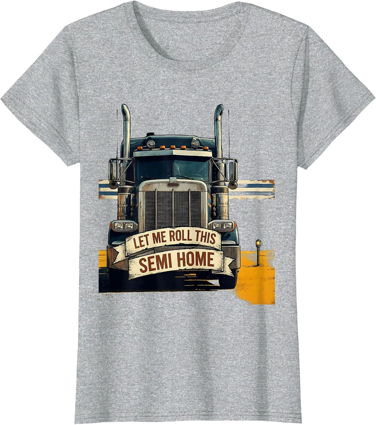 Women's Let Me Roll This Semi Home Vintage Trucker American Flag T-Shirt - Heather Grey