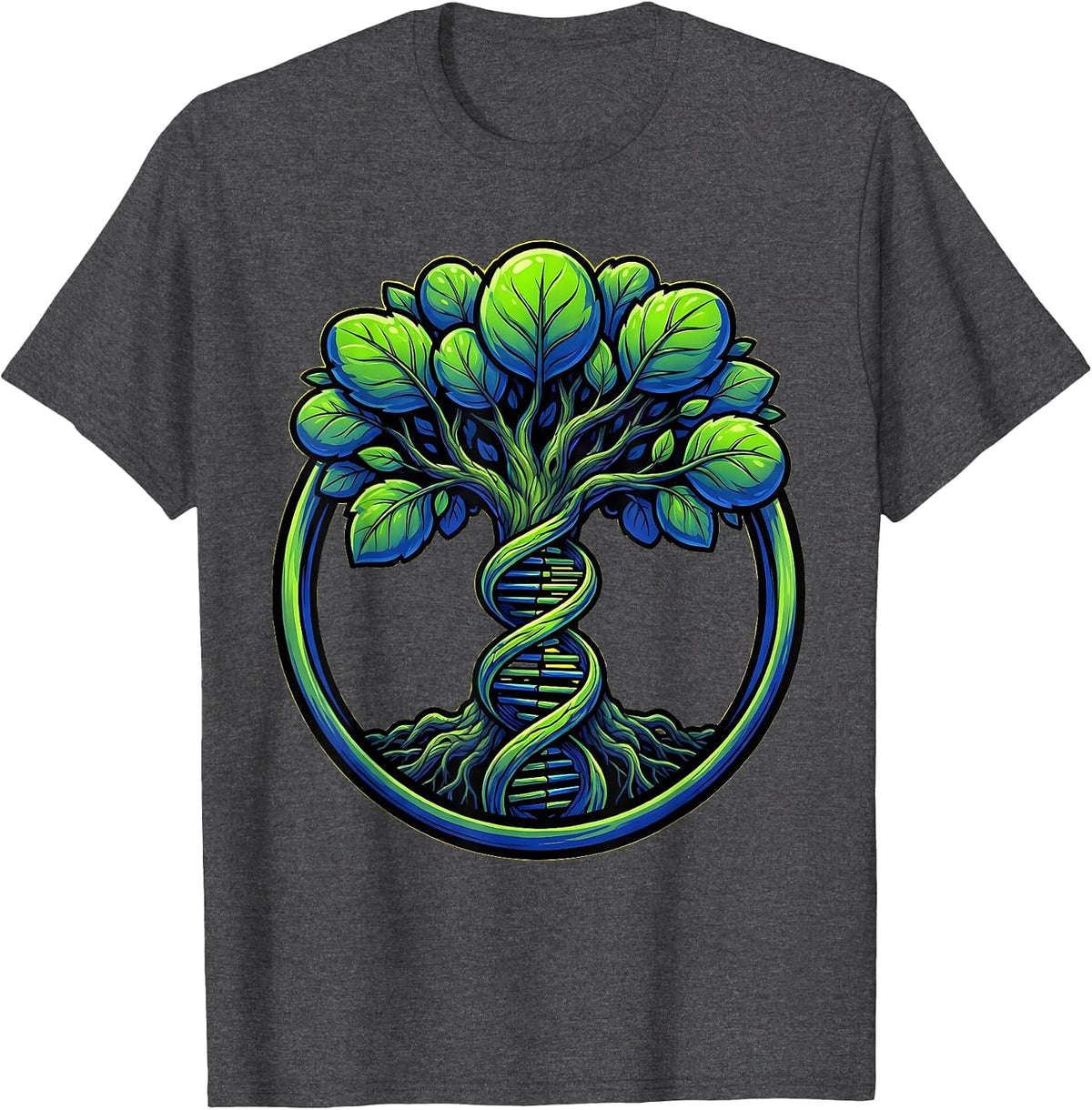 Men's DNA Tree of Life Science Teacher Graphic T-Shirt - Dark Heather Grey