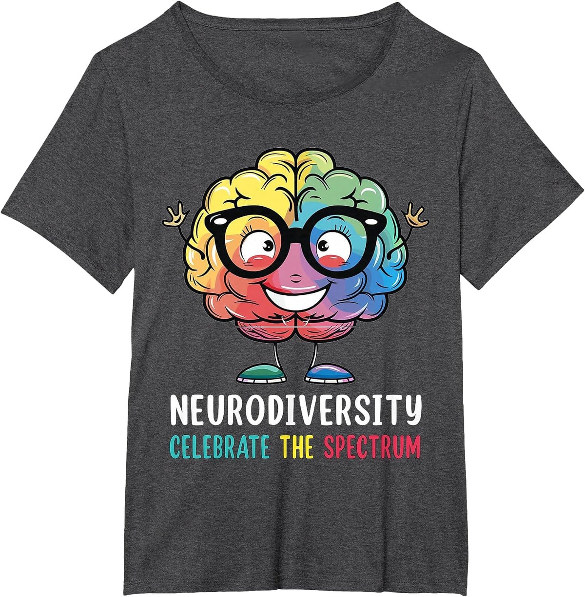 Neurodiversity Brain Autism Awareness ASD ADHD Men Women Kid T-Shirt - Dark Heather Grey