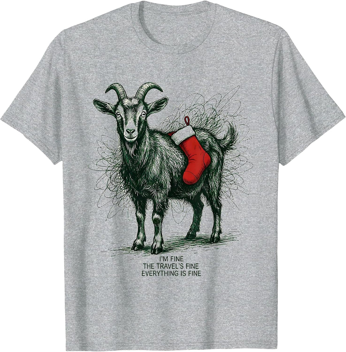 Men's I'm Fine, The Travel's Fine, Everything Is Fine Funny T-Shirt - Heather Grey