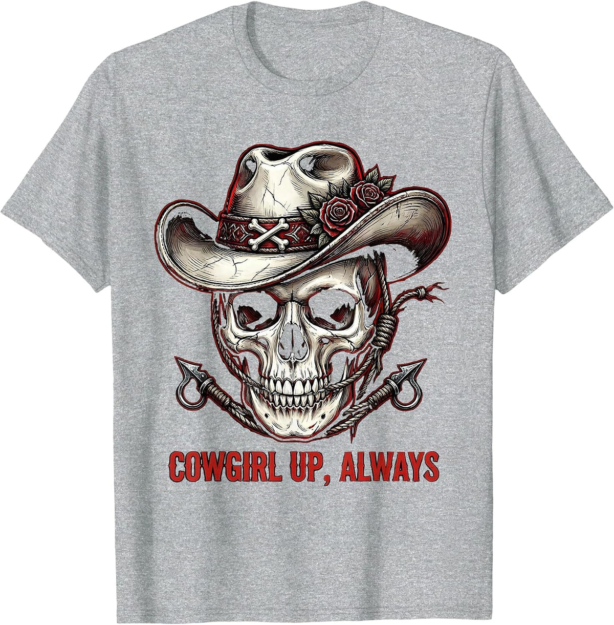 Men's Cowgirl Up Always Western Spirit Design T-Shirt - Heather Grey