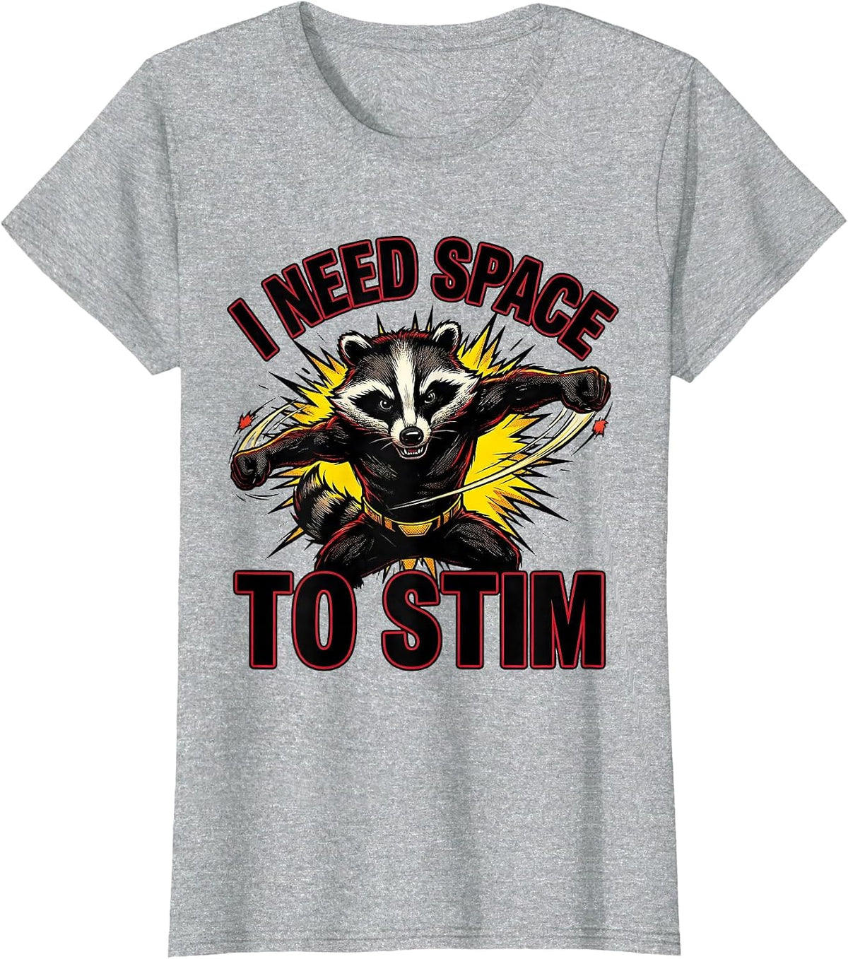 I Need Space To Stim Comic Book Autism Awareness T-Shirt - Heather Grey