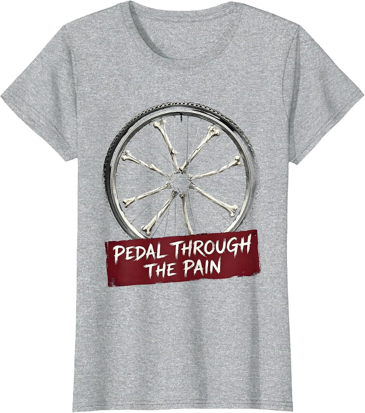 Pedal Through The Pain Cycling Design T-Shirt - Heather Grey