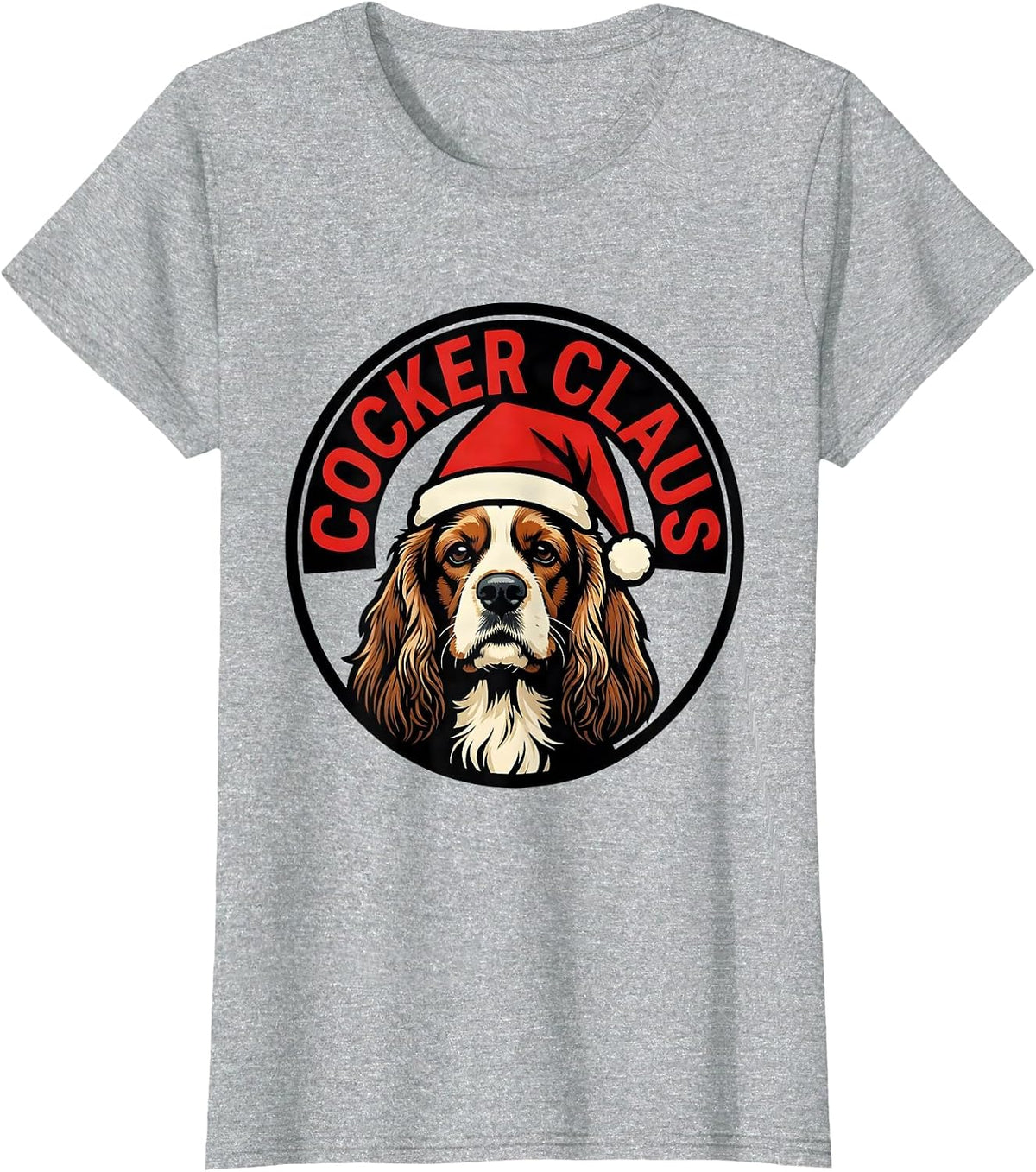 Cocker Claus Funny Christmas Dog Breed Lover Gift T-Shirt - Heather Grey