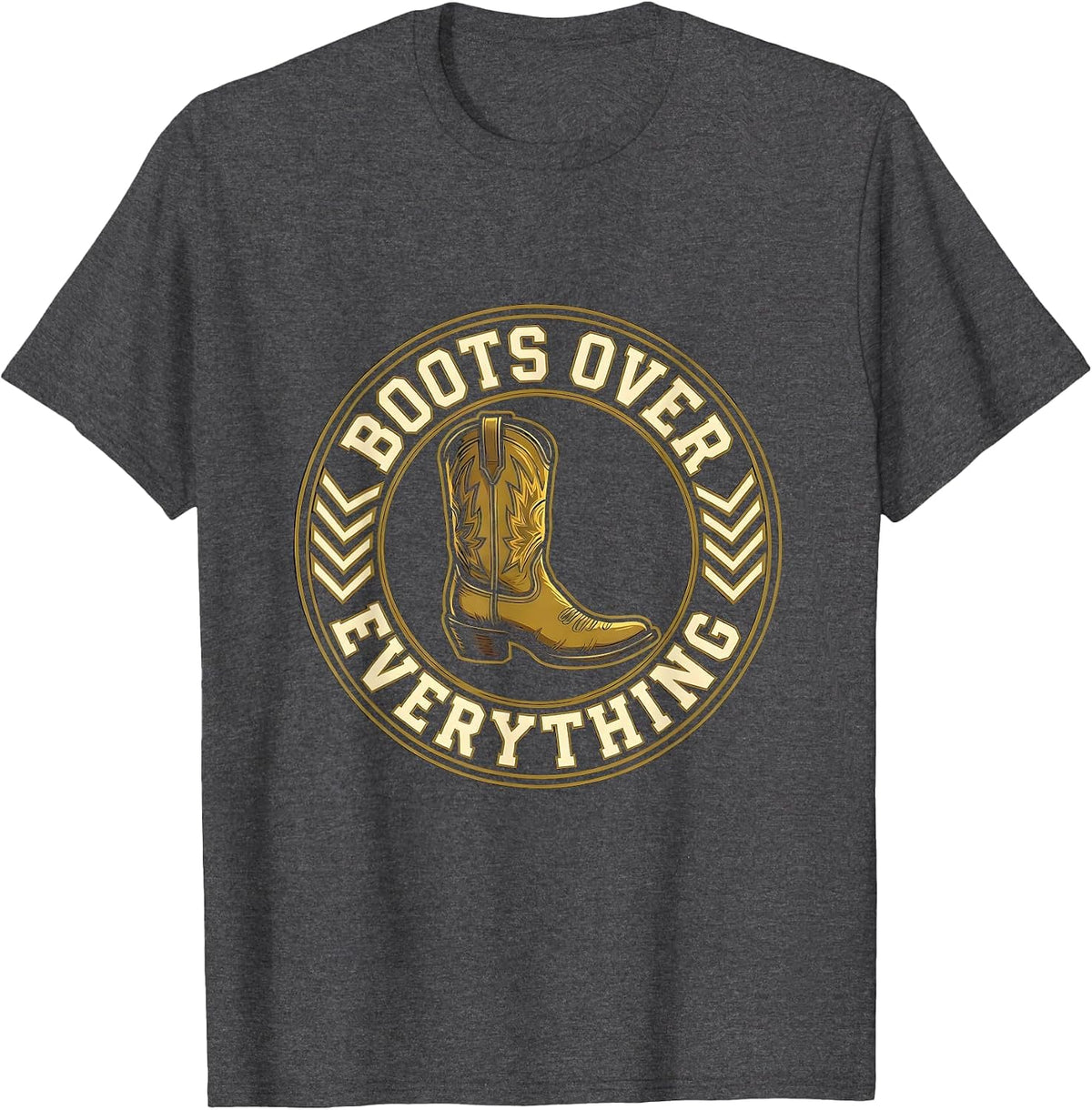 Boots Over Everything Western Pride Design T-Shirt - Dark Heather Grey