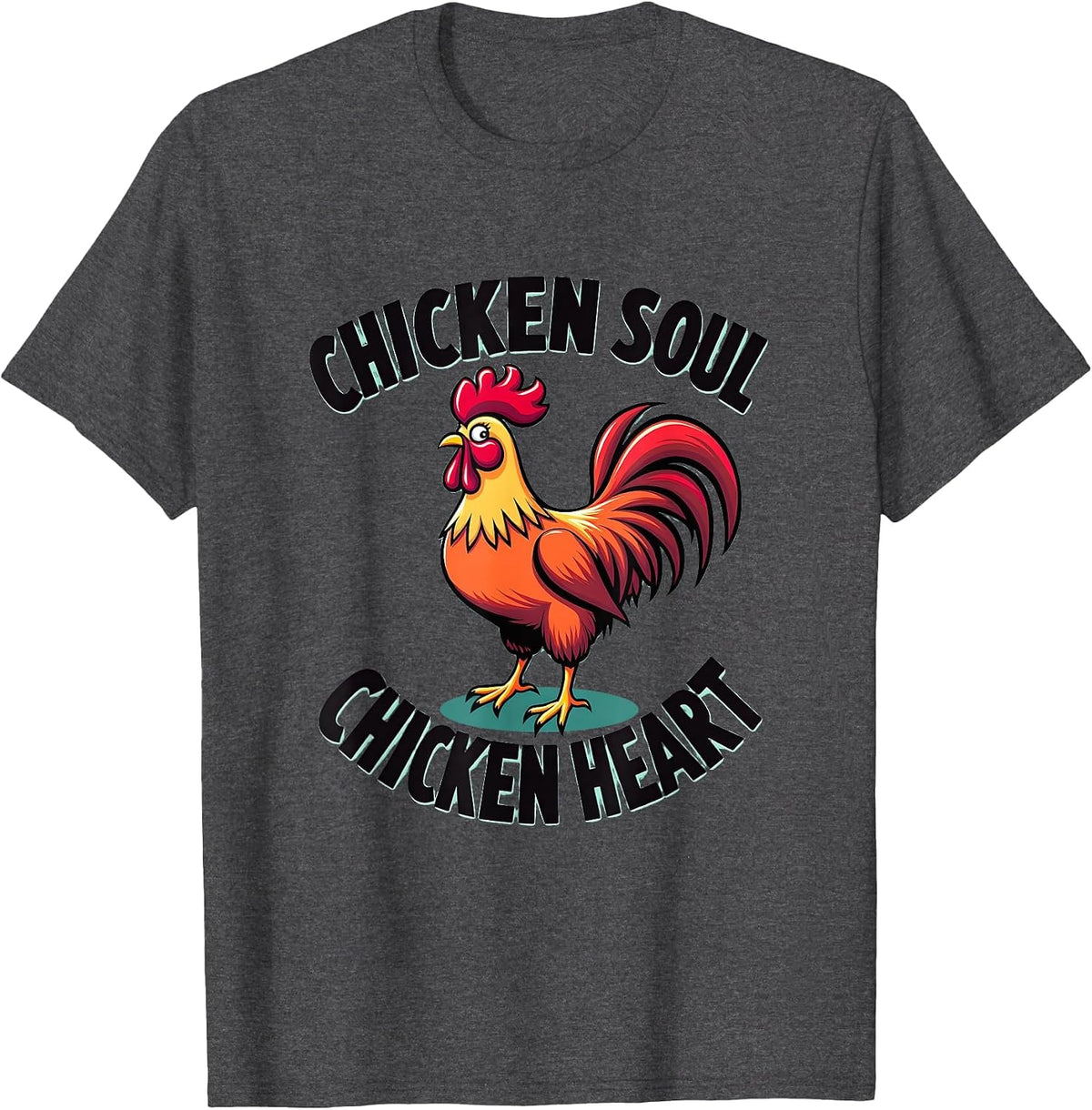Chicken Soul Chicken Heart Poultry Love Design T-Shirt - Dark Heather Grey