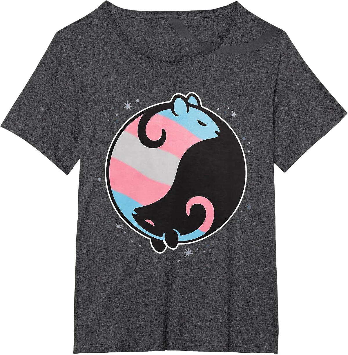 Transgender Rat Yin Yang LGBT Trans Pride Flag, Gay Month T-Shirt - Dark Heather Grey