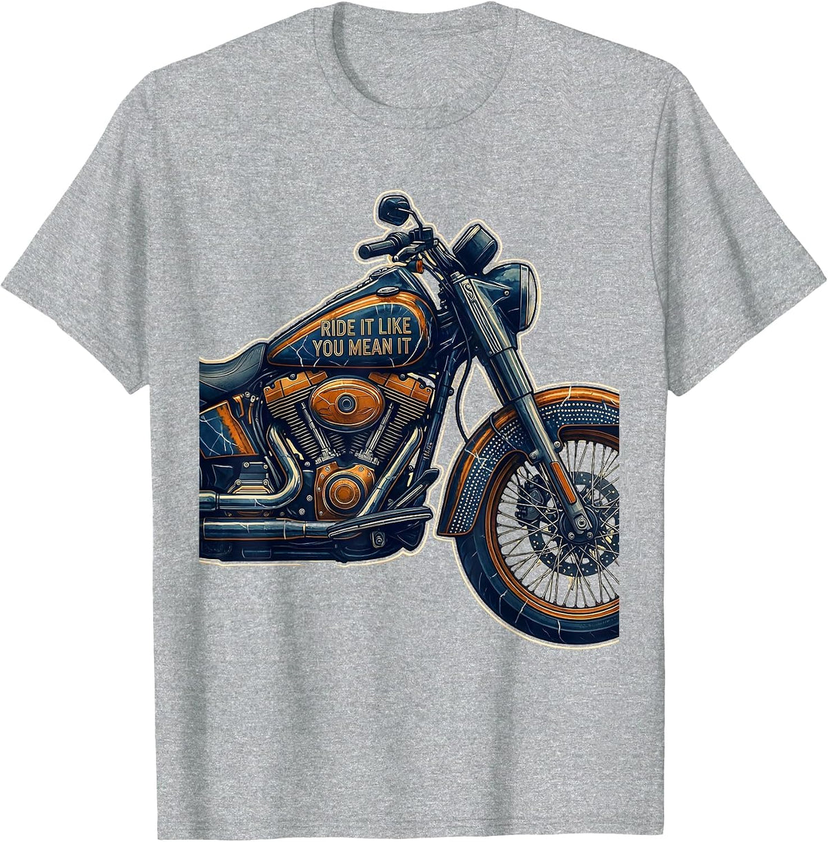 Men's Ride It Like You Mean It Motorcycle Design T-Shirt - Heather Grey