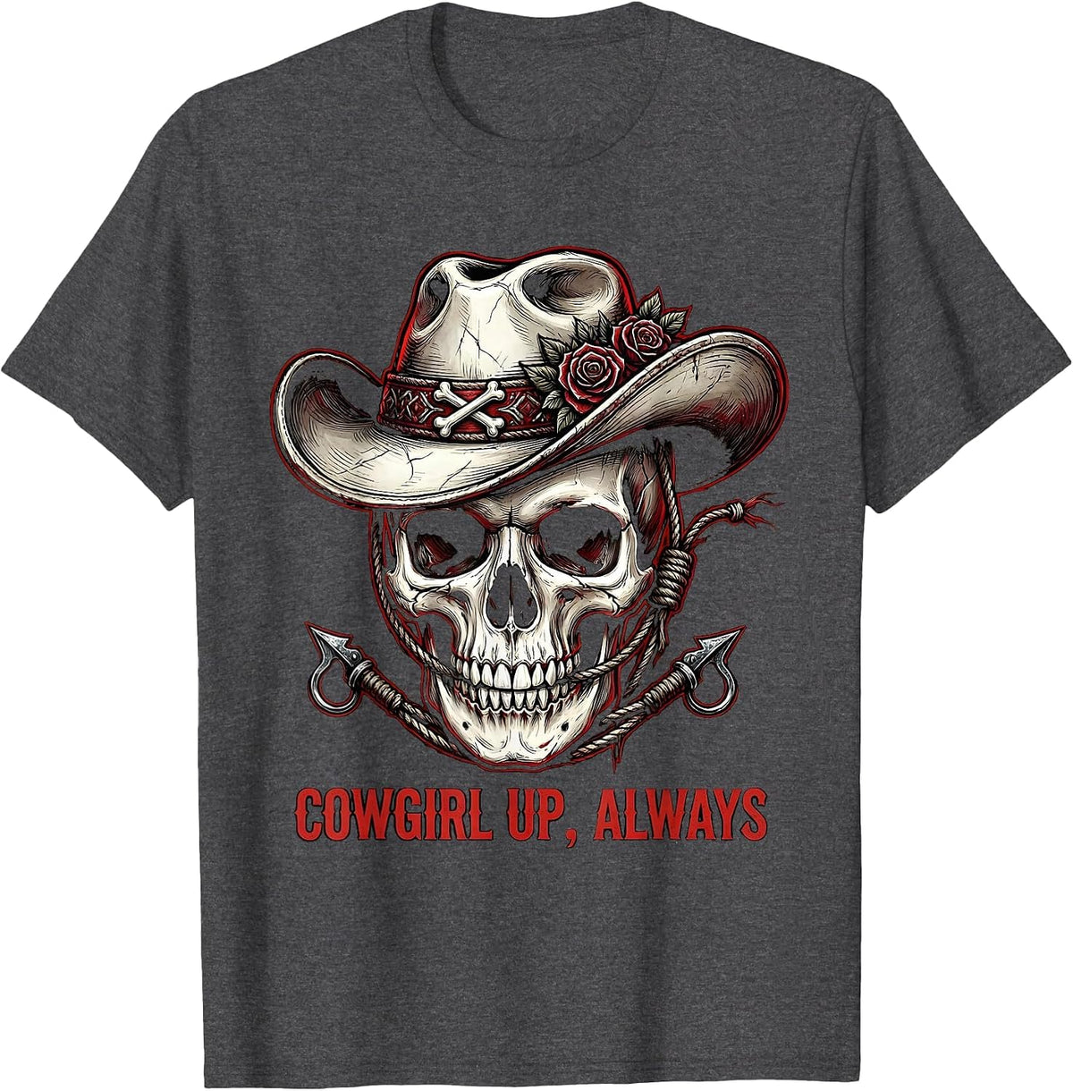 Men's Cowgirl Up Always Western Spirit Design T-Shirt - Dark Heather Grey