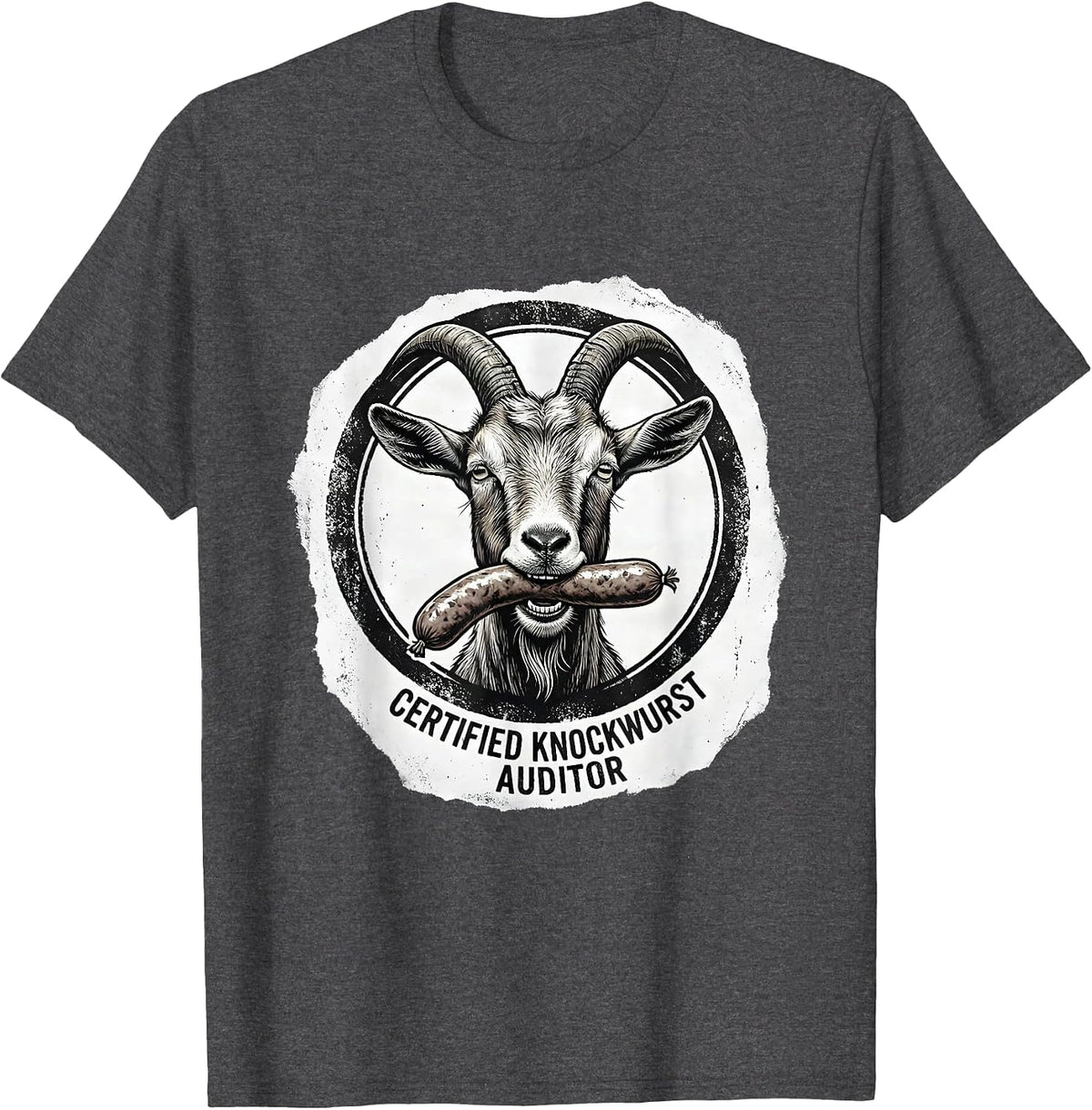 Men's Certified Knockwurst Auditor Funny Offensive Adult Humor T-Shirt - Dark Heather Grey