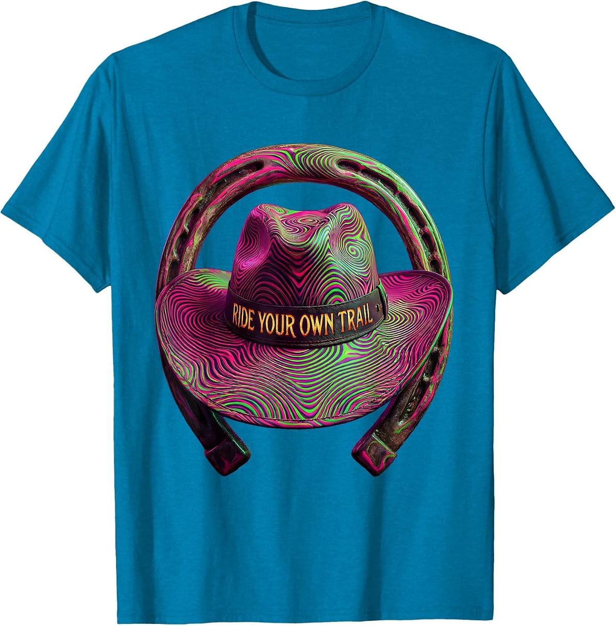 Ride Your Own Trail Cowgirl Western Design T-Shirt - Sapphire Blue