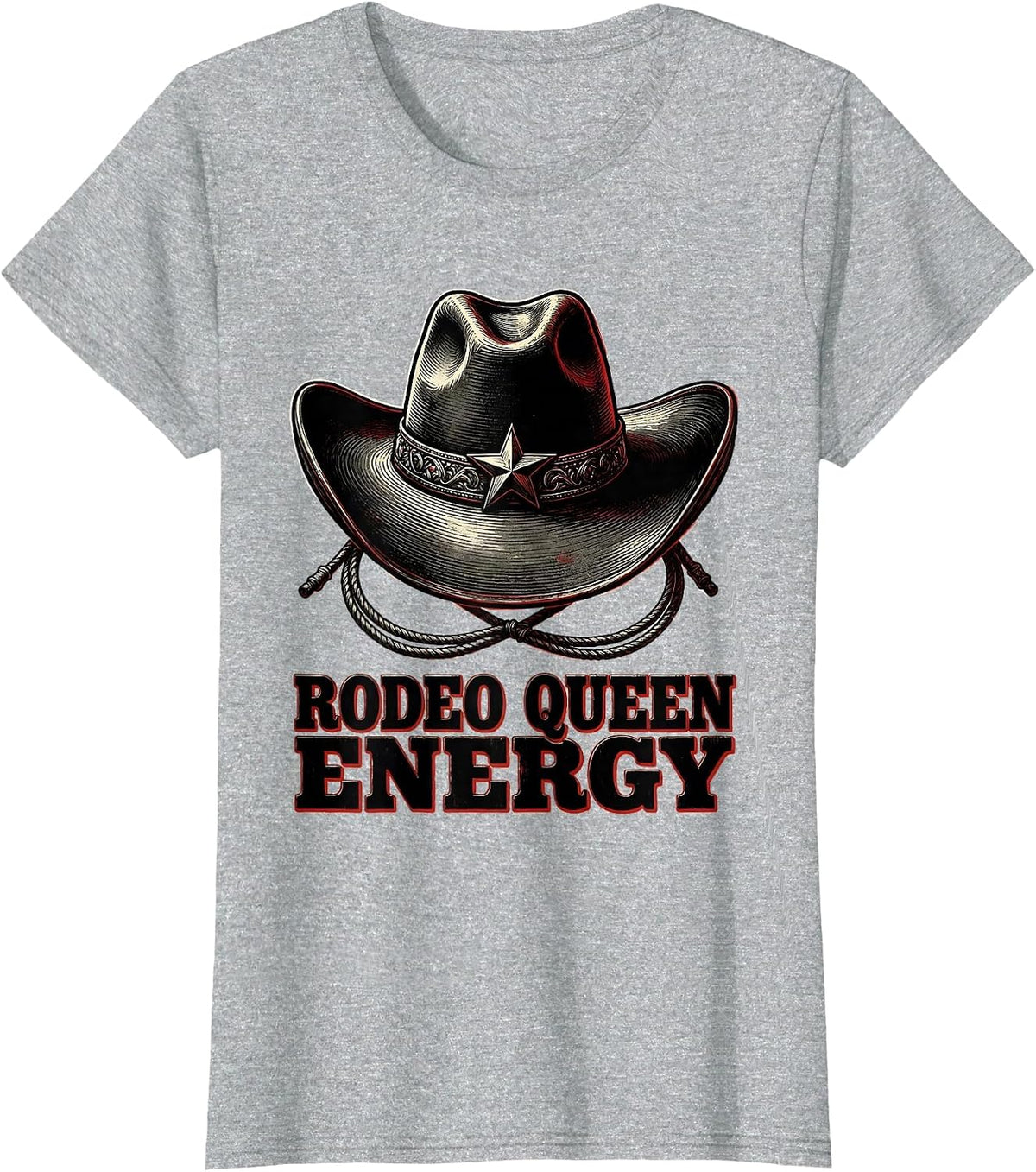 Rodeo Queen Energy Cowgirl Western Design T-Shirt - Heather Grey