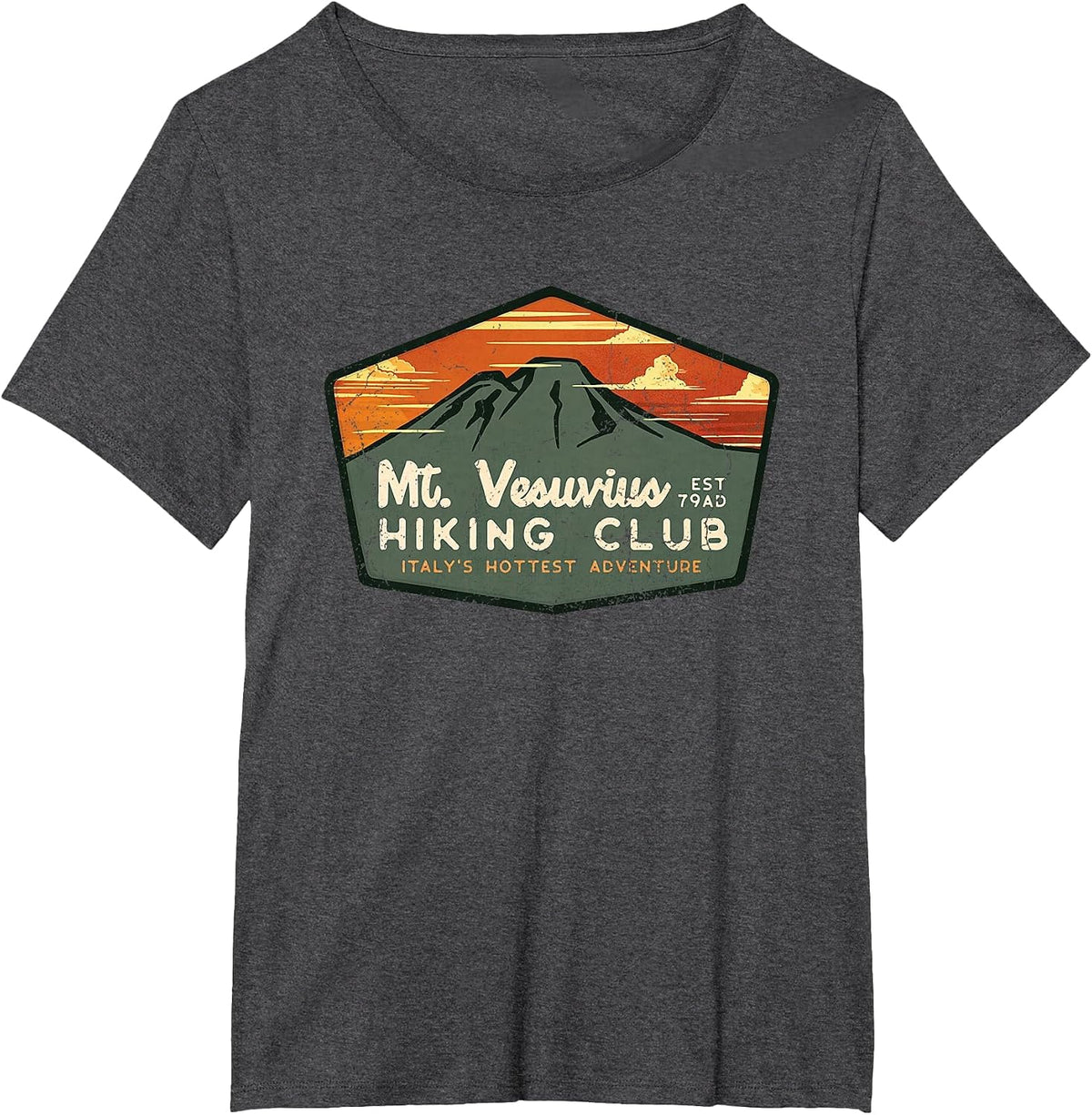 Retro Vesuvius Hiking Tourism for Italy Travel Vintage Tee T-Shirt - Dark Heather Grey