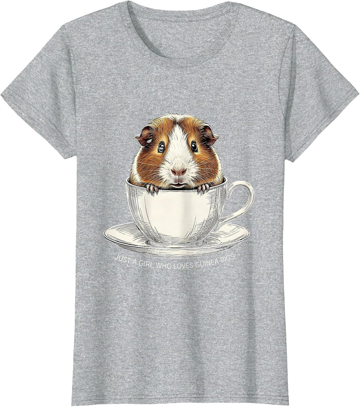 Women's Just A Girl Who Loves Guinea Pigs Funny Guinea Pig Lover T-Shirt - Heather Grey